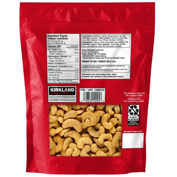 Kirkland Signature Roasted Cashews with Salt, 1.13 kg - Image 2