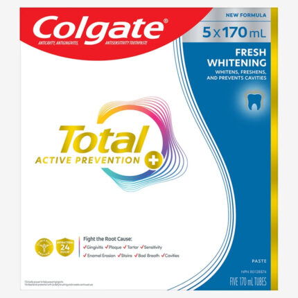 Colgate Active Prevention Plus Whitening Toothpaste, 5 X 170 mL