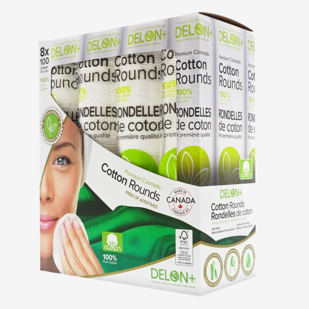 Delon Premium Cosmetic Cotton Rounds, 8-pack of 100 Delon Premium Cosmetic Cotton Rounds, 8-pack of 100