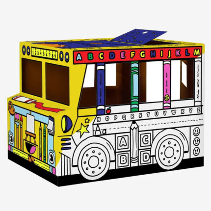 Colour Your Own Cardboard School Bus Play Set