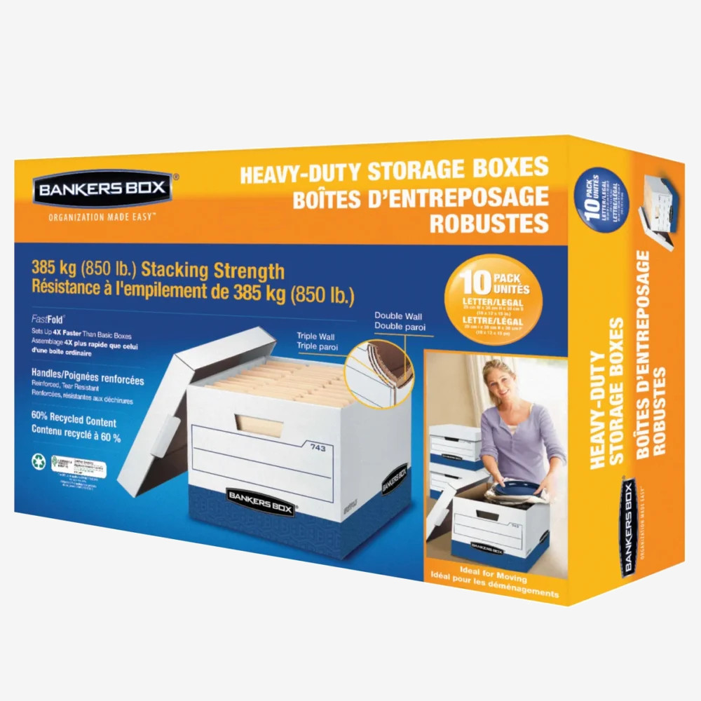 Fellowes Bankers Box Heavy Duty Storage Boxes, 10-Pack, Letter/Legal Fellowes Bankers Box Heavy Duty Storage Boxes, 10-Pack, Letter/Legal