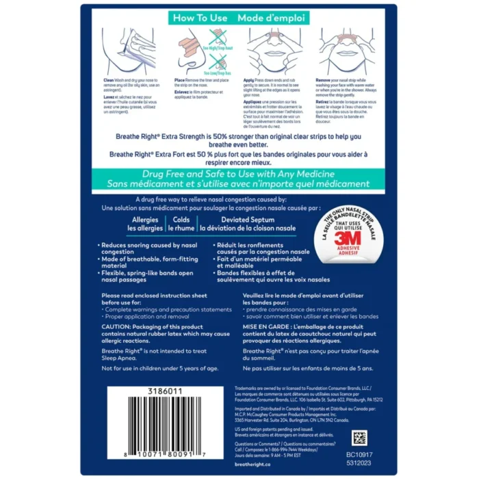 Breathe Right Clear Nasal Strips 72 Strips - Image 2
