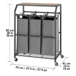 Trinity 3-bag Laundry Cart with Flip Top - Image 3