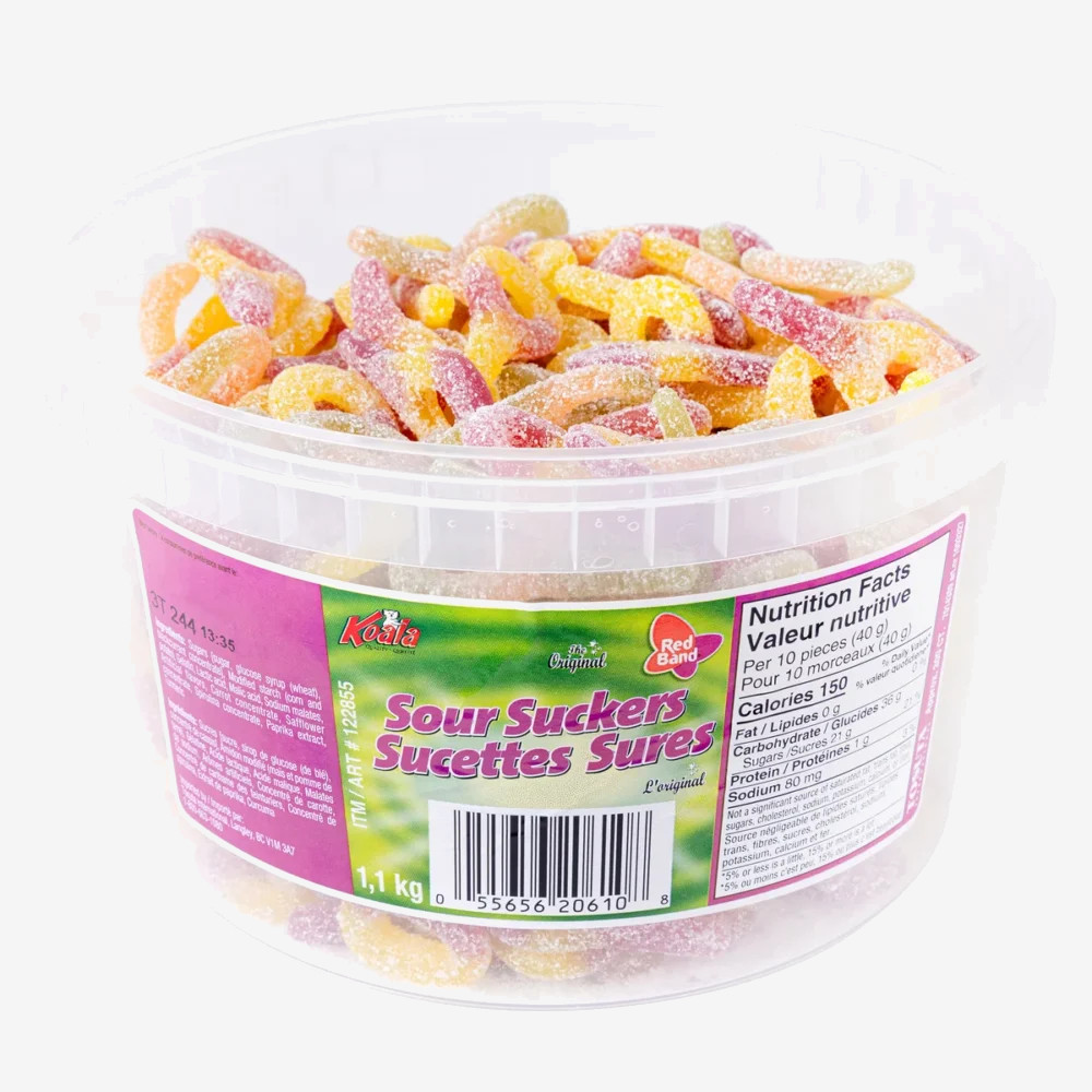 Red Band Sour Suckers Tub, 300 Suckers Red Band Sour Suckers Tub, 300 Suckers
