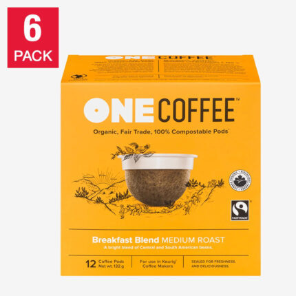 OneCoffee Organic Breakfast Blend Fairtrade K-Cup Pods, 72-Count