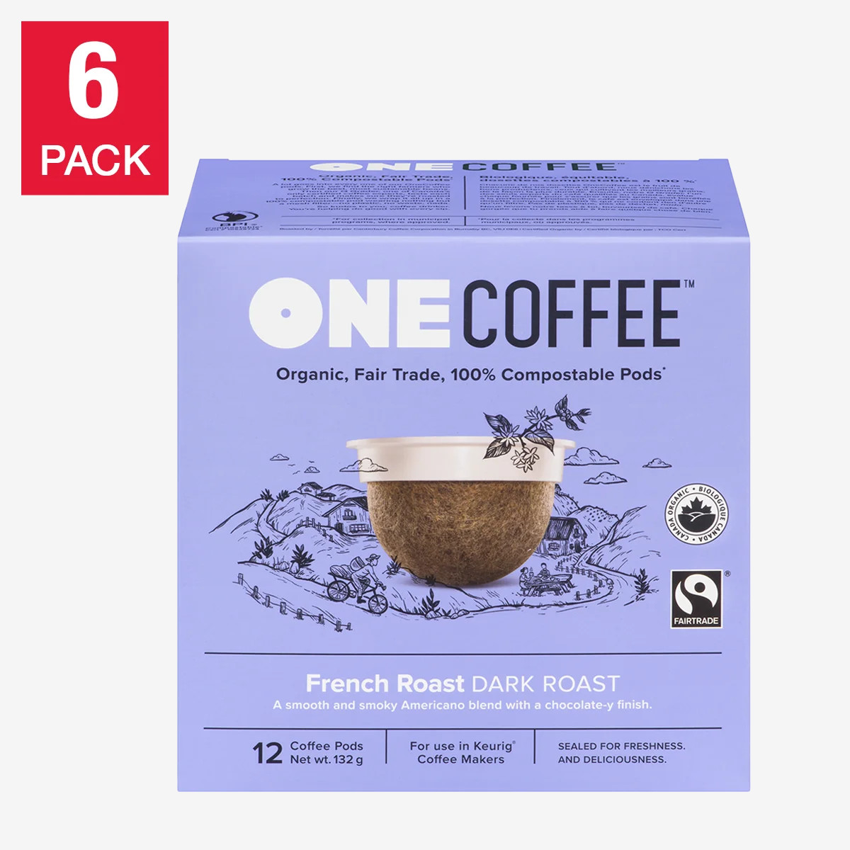 OneCoffee Organic French Roast Fairtrade K-Cup Pods, 72-Count OneCoffee Organic French Roast Fairtrade K-Cup Pods, 72-Count