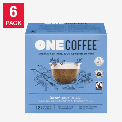 OneCoffee Organic Swiss Water Decaf Fairtrade K-Cup Pods, 72-Count