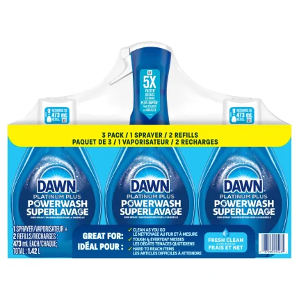 Dawn Platinum Powerwash Dish Spray with refill bottles for fast grease cleaning