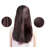 Before and after hair straightening results using KIORA brush