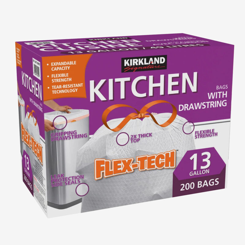 Kirkland Signature Drawstring Kitchen Bags, 200-count, 35 L