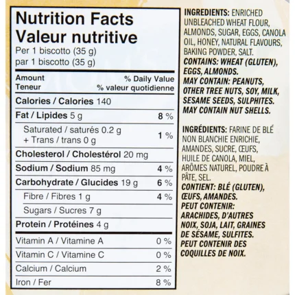 Mom’s Best Gourmet Foods, Almond Biscotti ingredients