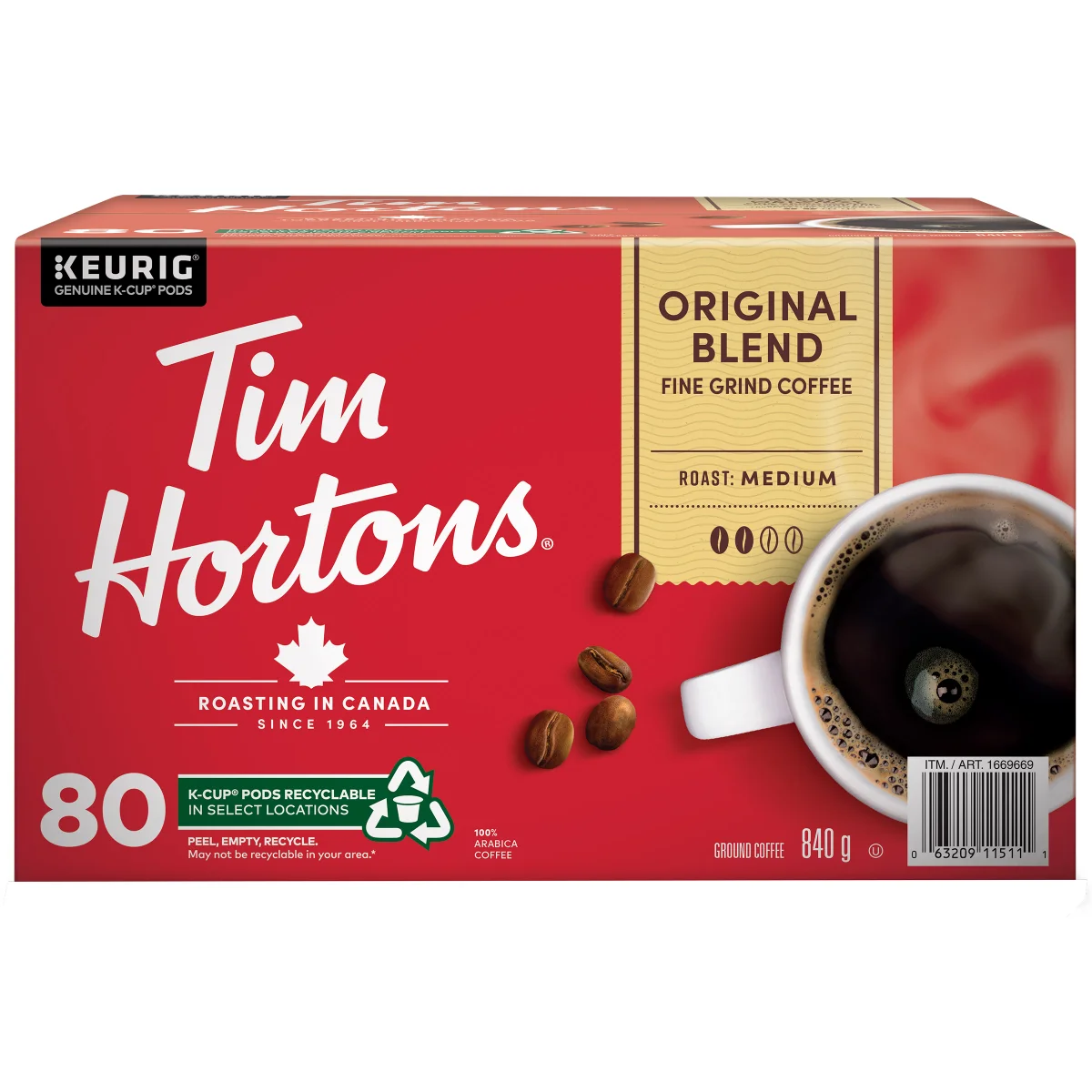 Tim Hortons Single-serve K-Cup Pods Medium Roast Tim Hortons Single Serve K-Cup Pods, 80 Count