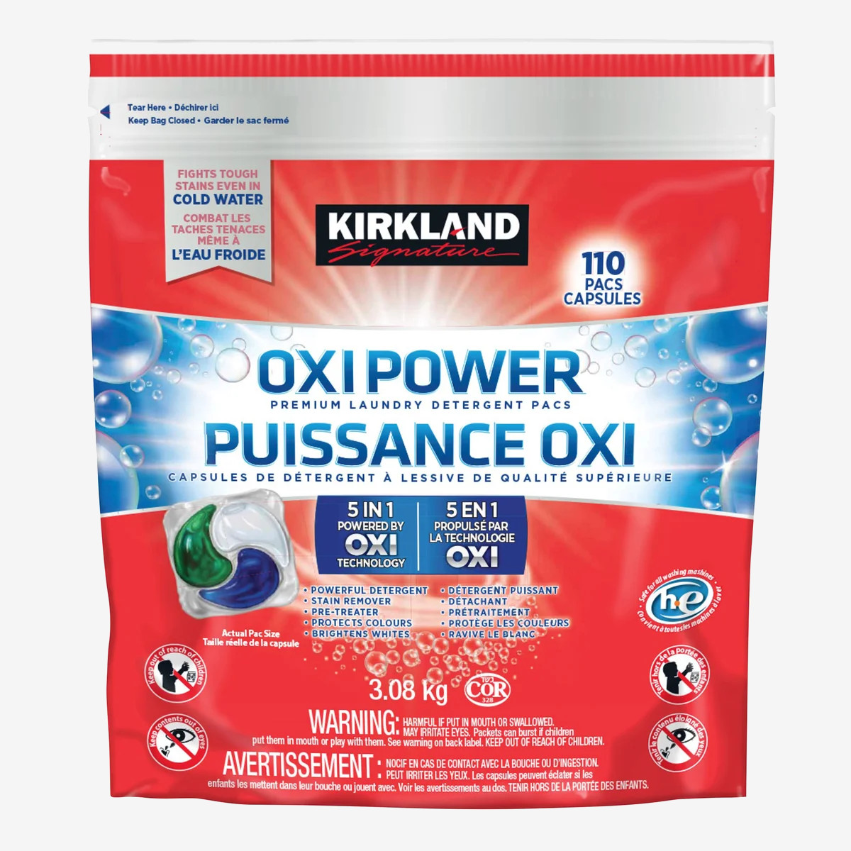 Kirkland Signature Oxi Power Premium Laundry Detergent Pacs, 110-count Kirkland Signature Oxi Power Premium Laundry Detergent Pacs, 110-count