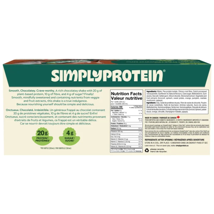 Simply Protein Plant Protein Shake, Rich Chocolate, 18 x 330 mL - Image 2