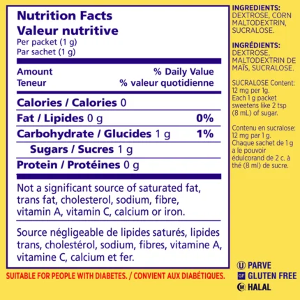 Splenda No Calorie Sweetener Packets details ingredients