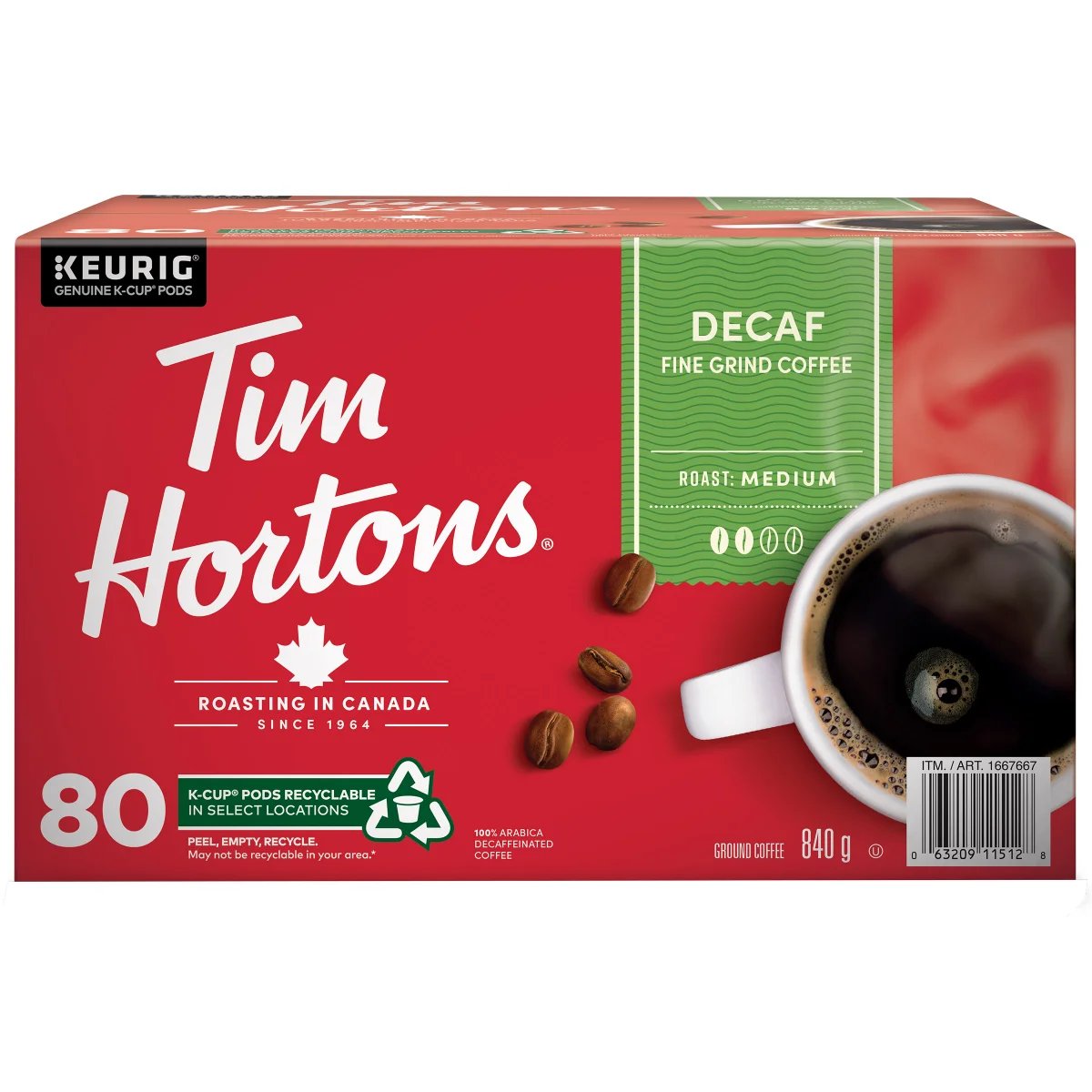 Tim Hortons Single-serve Decaf K-Cup Pods Tim Hortons Decaf K-Cup Pods