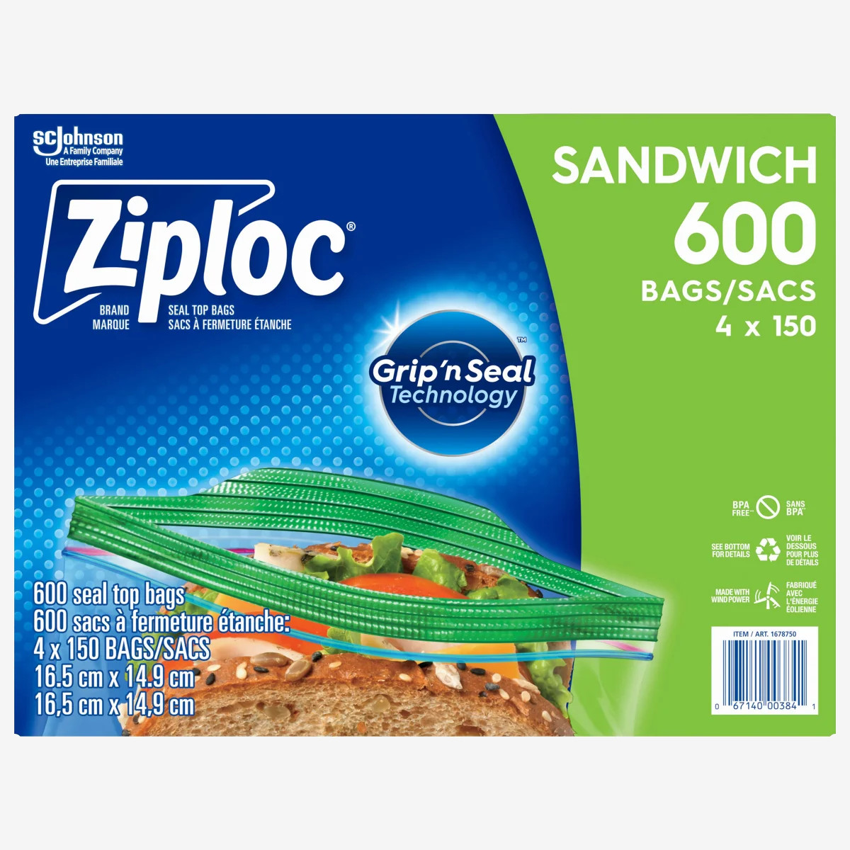 Ziploc Brand Sandwich Bags, 150-count, 4-pack Ziploc Brand Sandwich Bags, 150-count, 4-pack