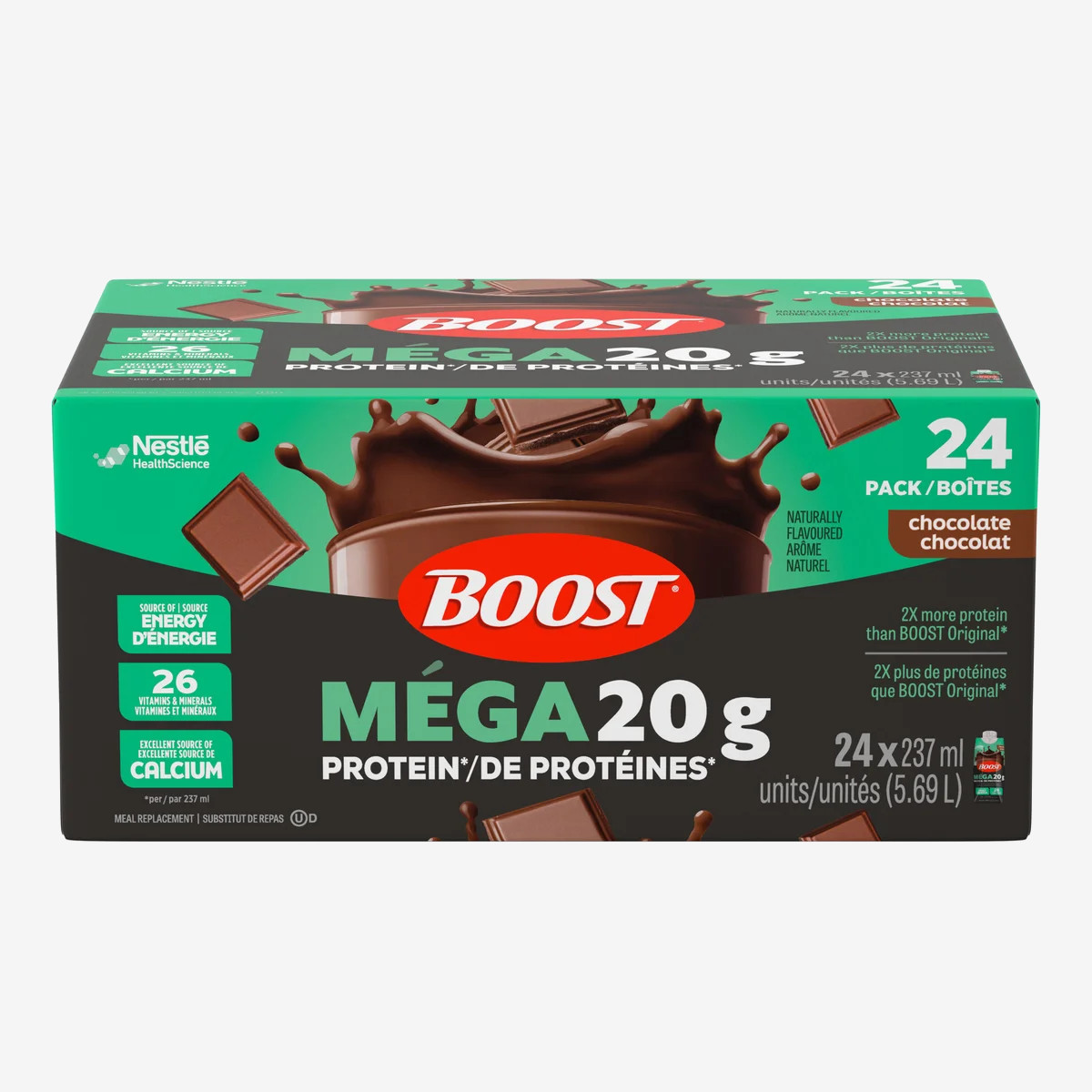 BOOST MEGA Meal Replacement Chocolate 24 x 237 mL BOOST MEGA Meal Replacement Chocolate 24 x 237 mL