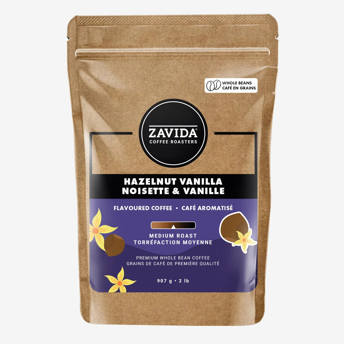 Zavida Hazelnut Vanilla Whole Bean Coffee, 907 g Zavida Hazelnut Vanilla Whole Bean Coffee, 907 g