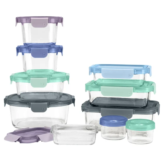 Ello Colour Lock Glass Meal Prep Storage Set