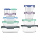 Ello Colour Lock Glass Meal Prep Storage Set
