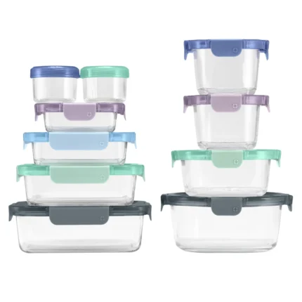 Ello Colour Lock Glass Meal Prep Storage Set