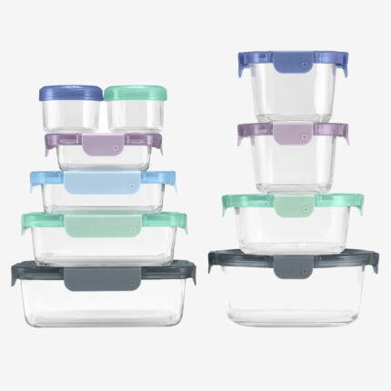 Ello Colour Lock Glass Meal Prep Storage Set