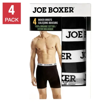 Joe Organic Cotton Boxer Briefs Black Pack of 4