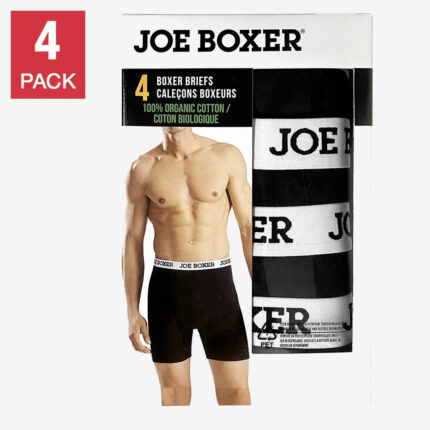 Joe Boxer Men's Organic Cotton Boxer Briefs, 4-pack