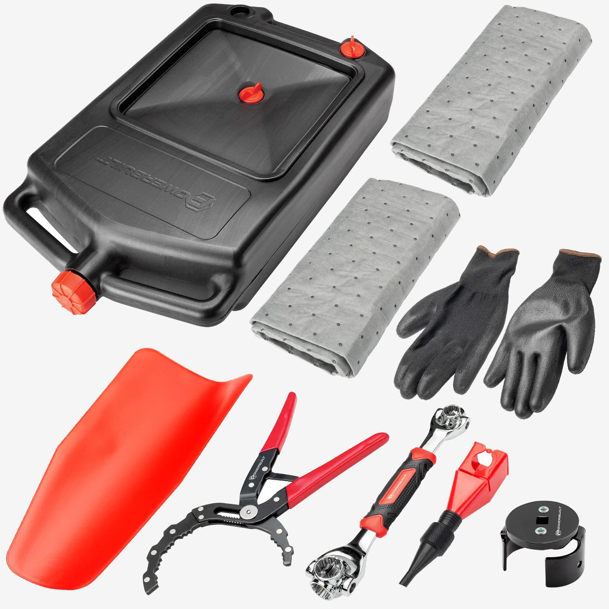 Powerbuilt Oil Change Tool Kit with 8 L Drain Pan Powerbuilt Oil Change Tool Kit with 8 L Drain Pan