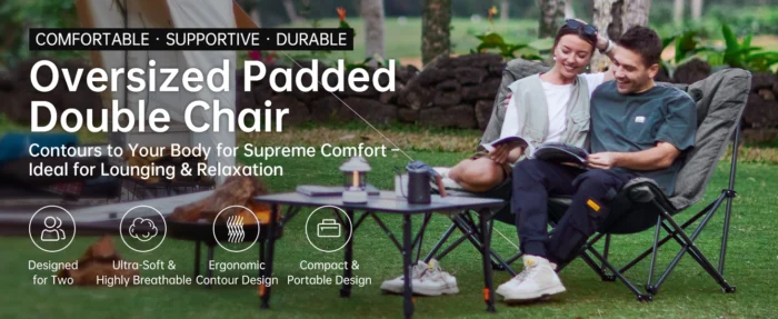 KingCamp Oversized Padded Double Camping Chair outdoor use