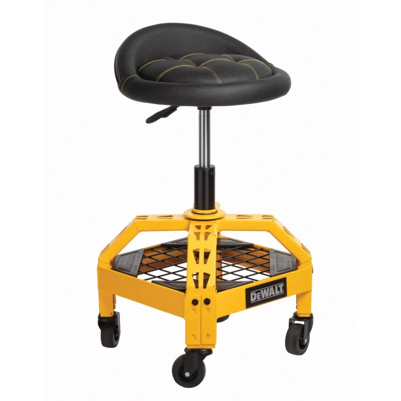 DeWALT Quilted Seat Adjustable Shop Stool with Casters