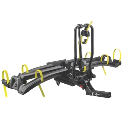 Platform style e-bike rack with loading ramp for heavy electric bikes