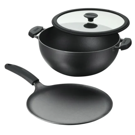 Tramontina Cast Iron Deep Kadai and Flat Tawa Cookware Set
