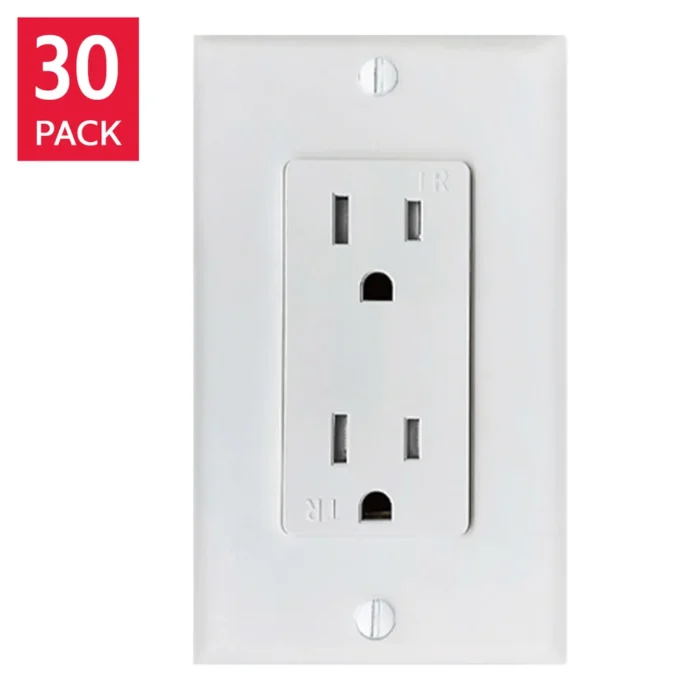 Decorative duplex receptacle with back and side wire connections