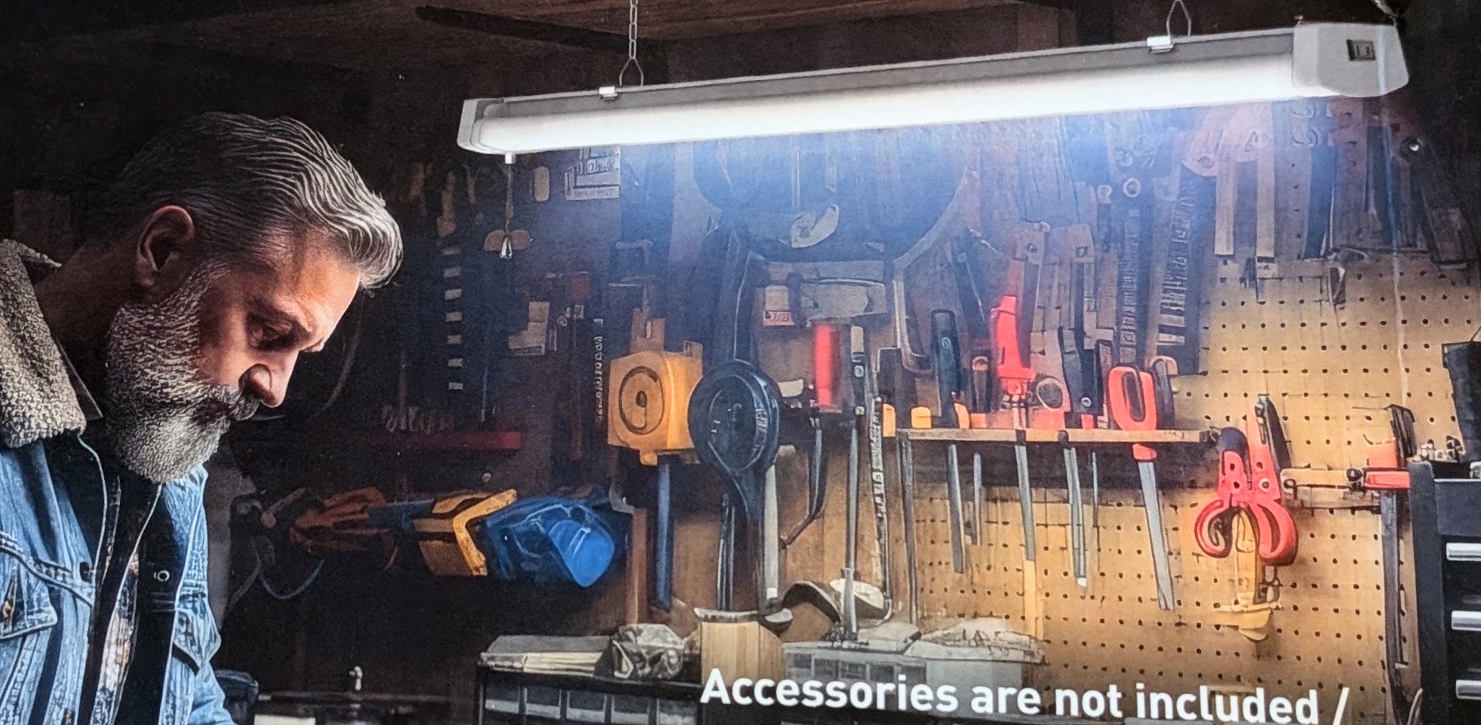 Koda Adjustable beam shop light Koda LED Shop Light 10,000 Lumens with Adjustable Beam Panels, Motion Sensor, Hanging Power Cord, and Pull Chain Switch.