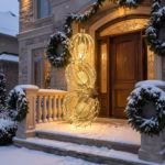 1.57m (5.15ft) Stacked Ornaments with Rotating Glitter Spheres