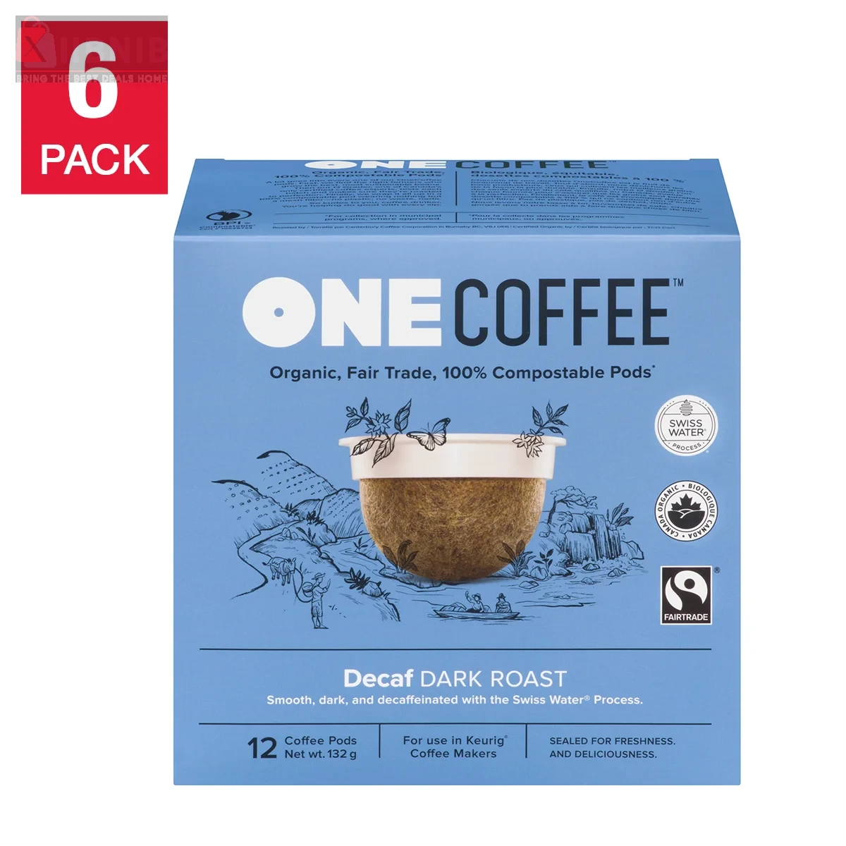 OneCoffee Organic Swi  Water Decaf Fairtrade K-Cup Pod , 72-Count – Coffee Pod  & K-Cup  | XIIBNIB