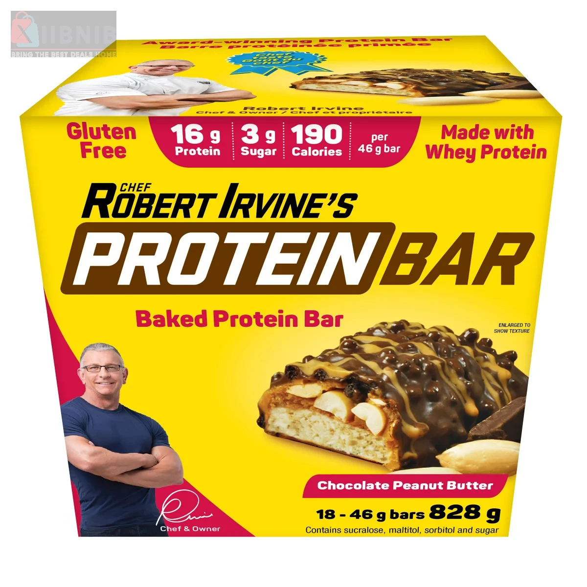 Chef Robert Irvine'  Baked Protein Bar , Chocolate Peanut Butter – Collagen & Protein | XIIBNIB