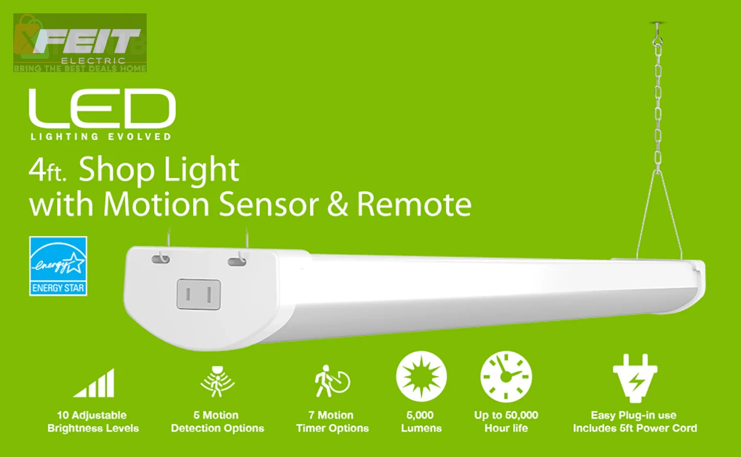 Feit Motion Sen or Integrated LED Shop Light with Remote- 2 PK – Outdoor Lighting | XIIBNIB