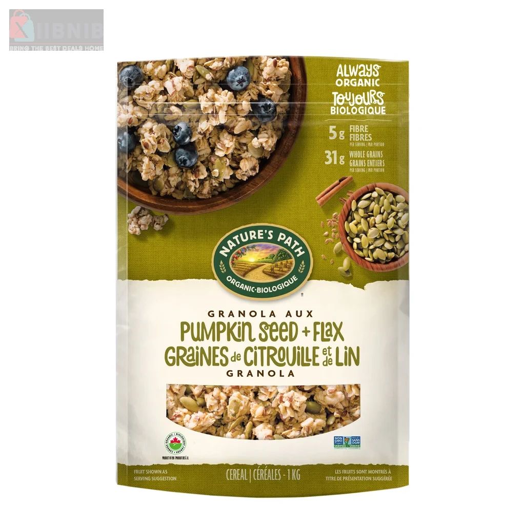 Flax Plu  Organic Pumpkin Flax Granola, 1 kg – Grocery & Hou ehold | XIIBNIB