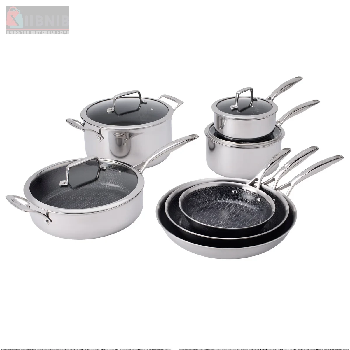 HENCKELS Paradigm Hybrid Ceramic Non-Stick Tri-ply Clad Cookware Set, 11-piece – Home Improvement | XIIBNIB