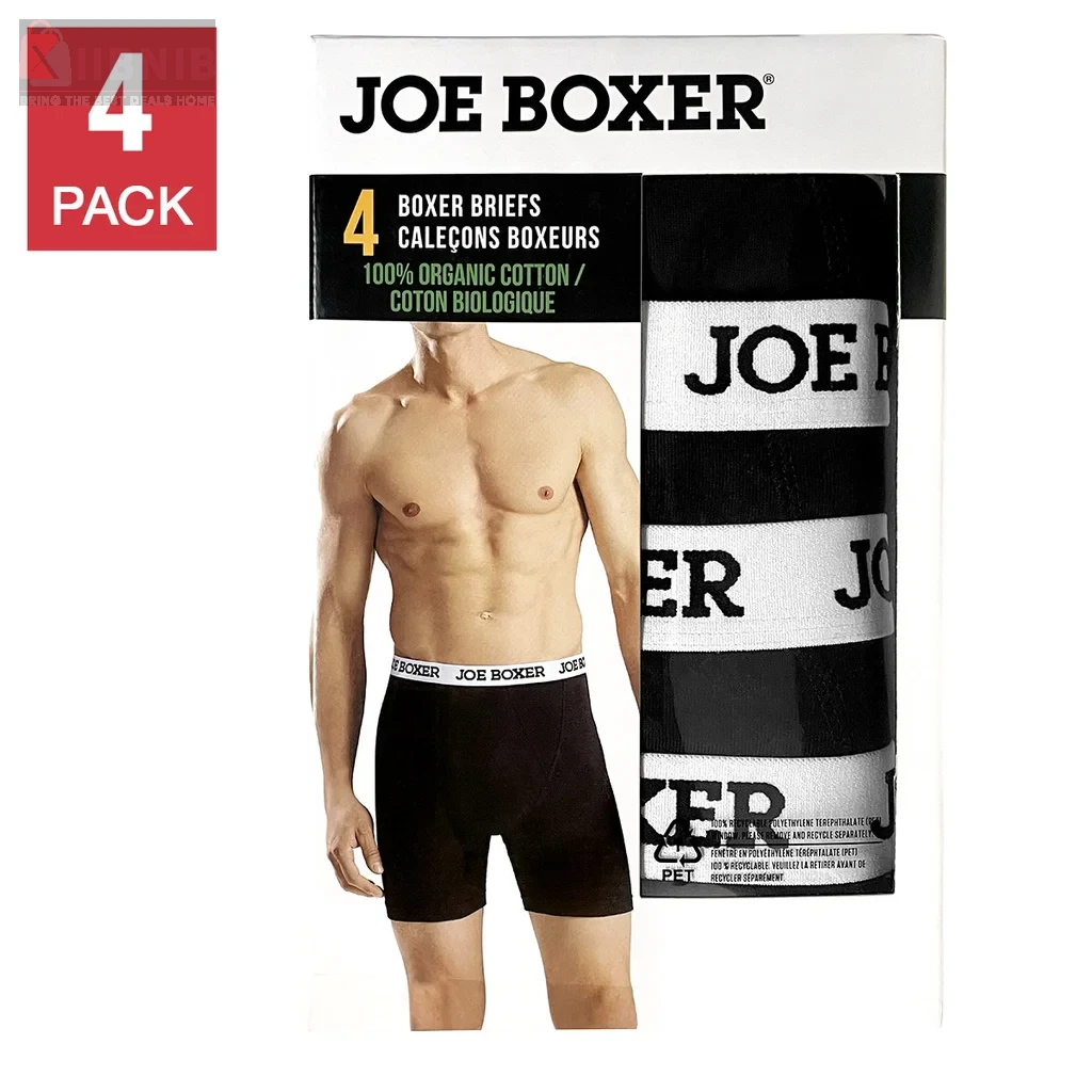 Joe Boxer Men'  Organic Cotton Boxer Brief , 4-pack – Underwear & Boxer  | XIIBNIB