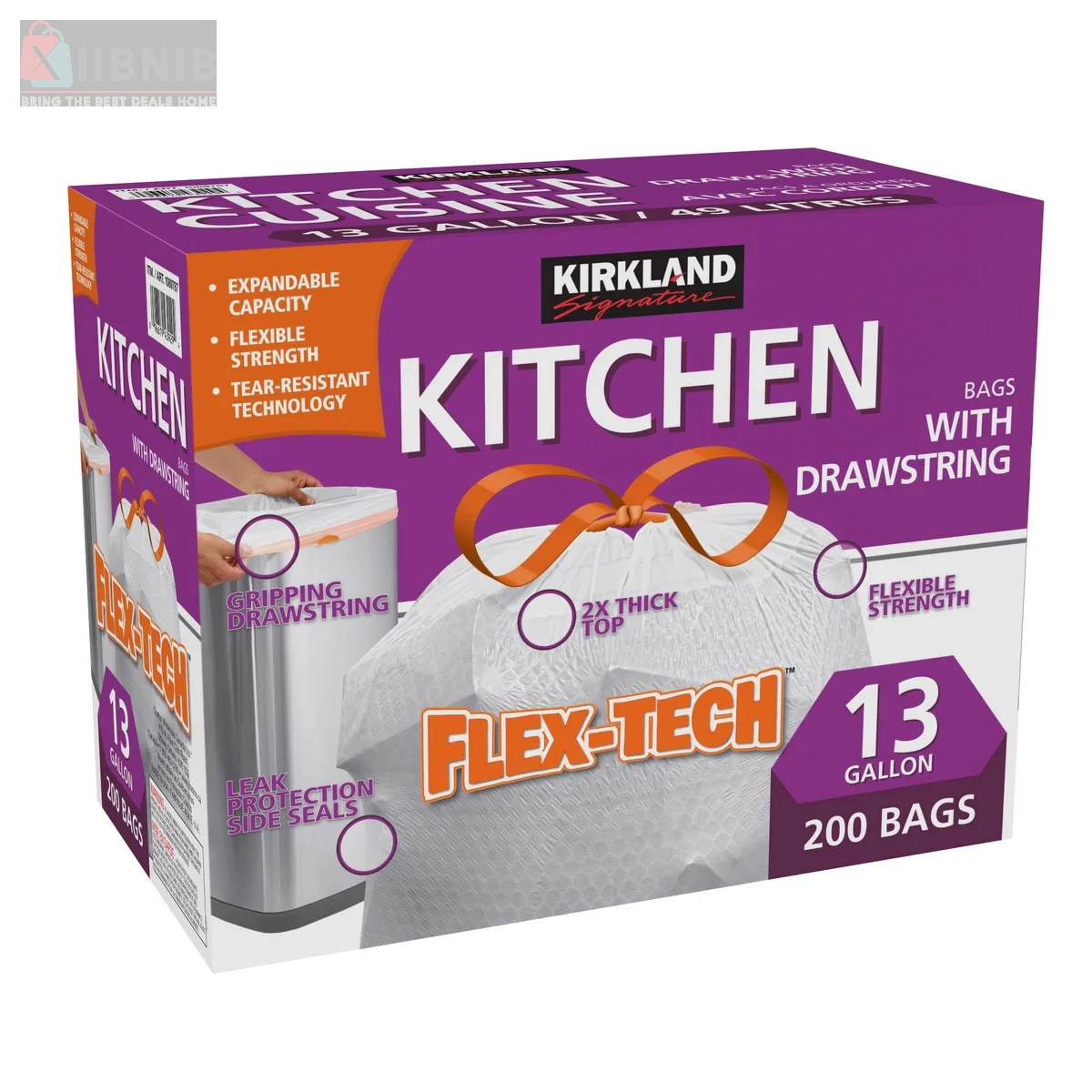 Kirkland Signature Draw tring Kitchen Bag , 200-count, 35 L – Grocery & Hou ehold | XIIBNIB