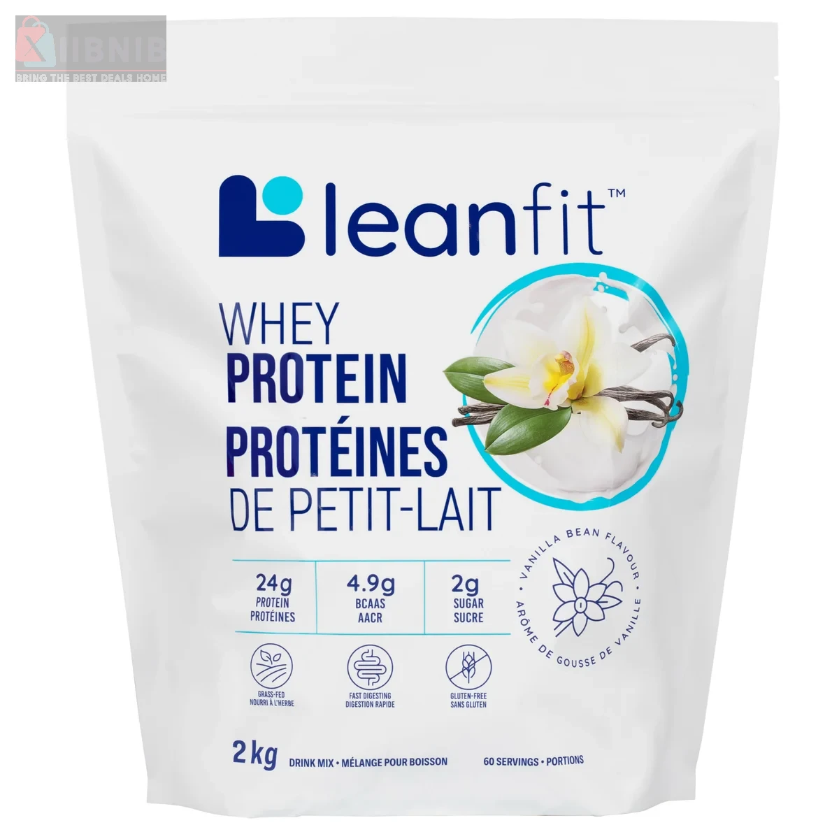 LEANFIT Whey Protein Vanilla Flavour 2kg Bag – Collagen & Protein | XIIBNIB