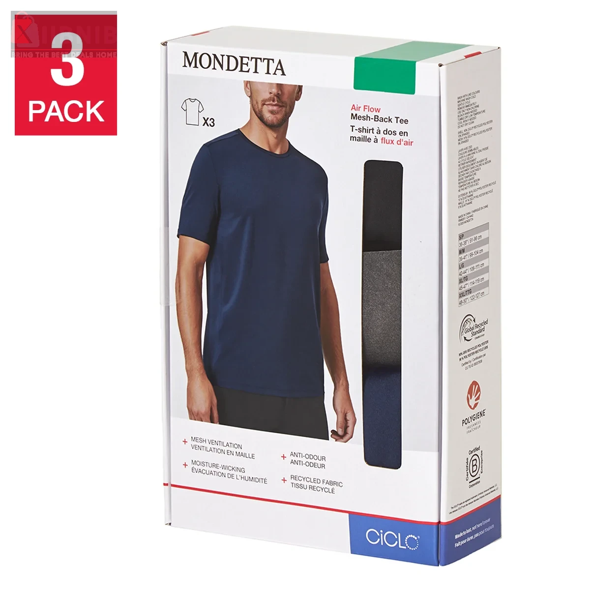 Mondetta Men'  Me h Back T-Shirt, 3-pack – Activewear & Ba ic  | XIIBNIB