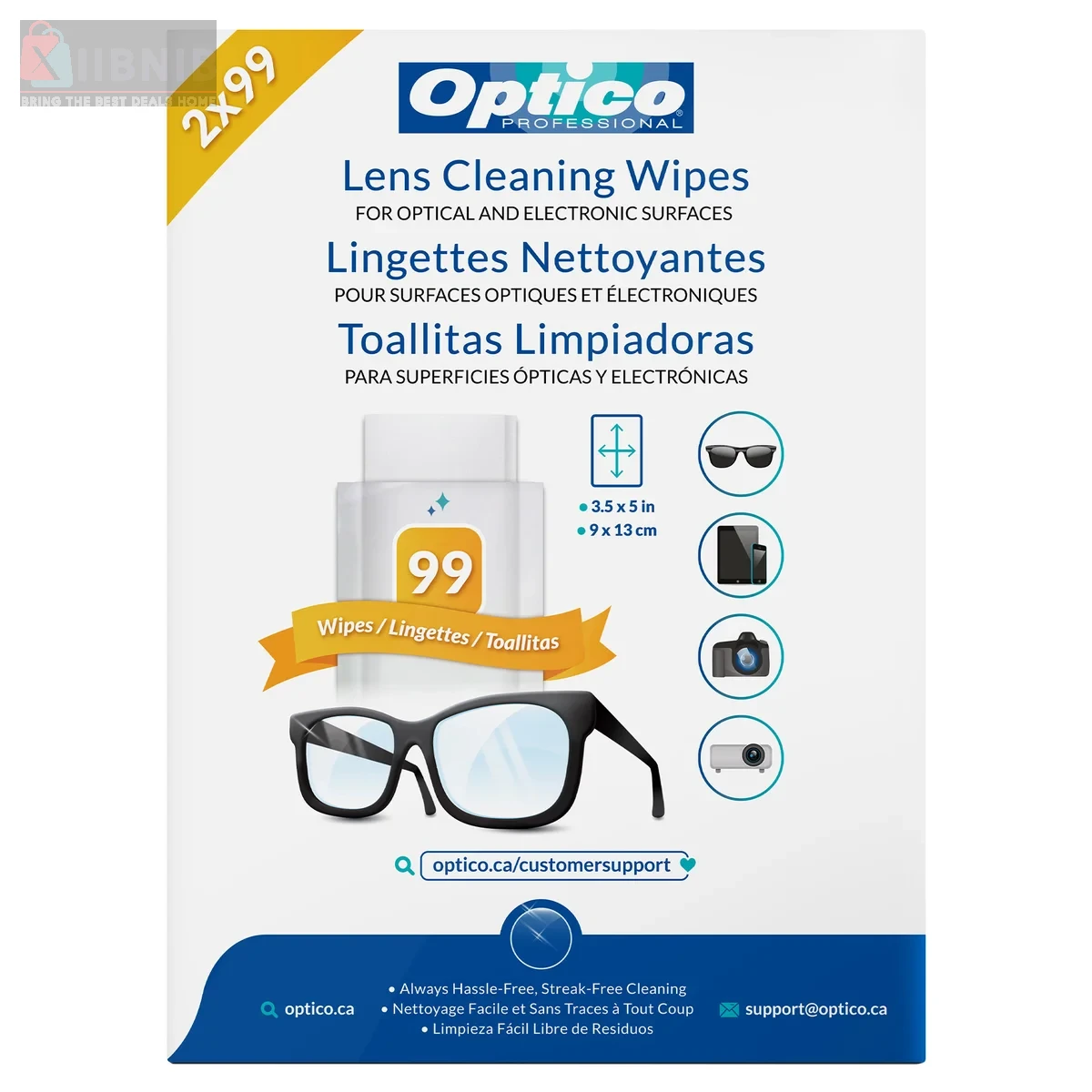 Optico Cleaning Wipe  for Optical and Electronic Surface  2 × 99 Wipe  – Health & Wellne  | XIIBNIB