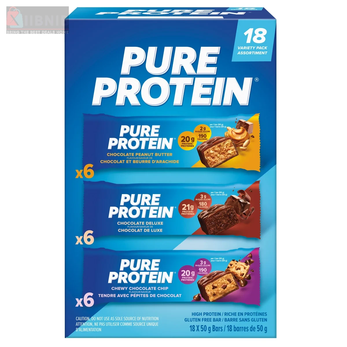 Protein Bar  Variety Pack 18 Pack 50 g, Buy Online Canada – Protein & Nutrition | XIIBNIB