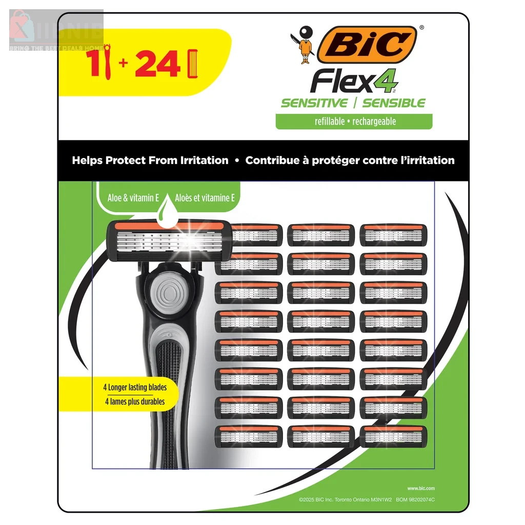 BIC Flex4 Sen itive Razor Set 1 Handle 24 Cartridge  – Razor  & Grooming | XIIBNIB
