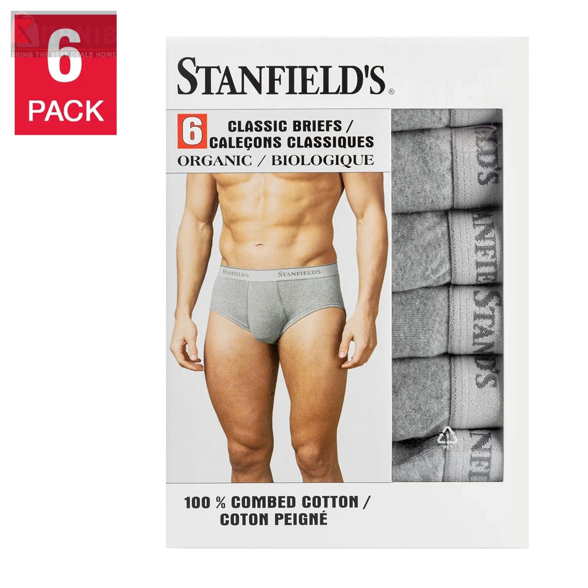 Stanfield’s Men’s Organic Briefs Grey Stanfield' Men' Organic Brief , 6-pack – Underwear & Boxer | XIIBNIB